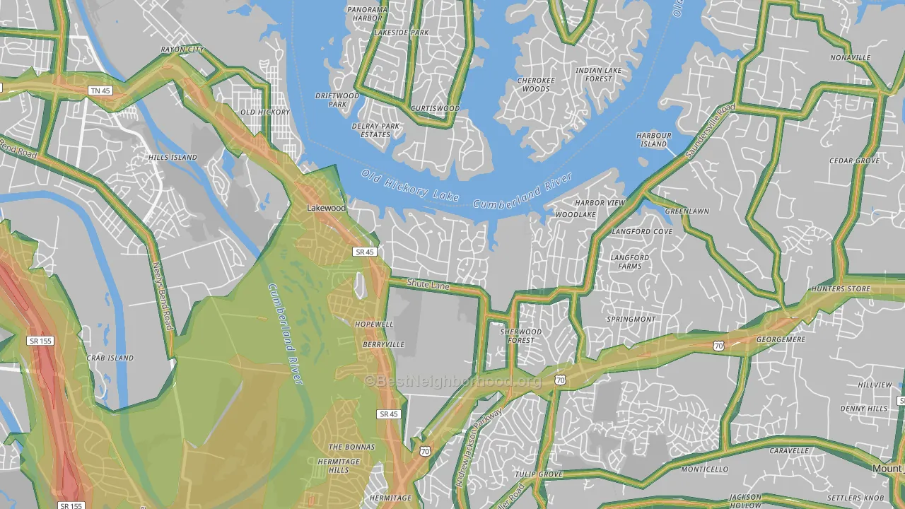 Old Hickory, TN Map of Noise Levels in Old Hickory