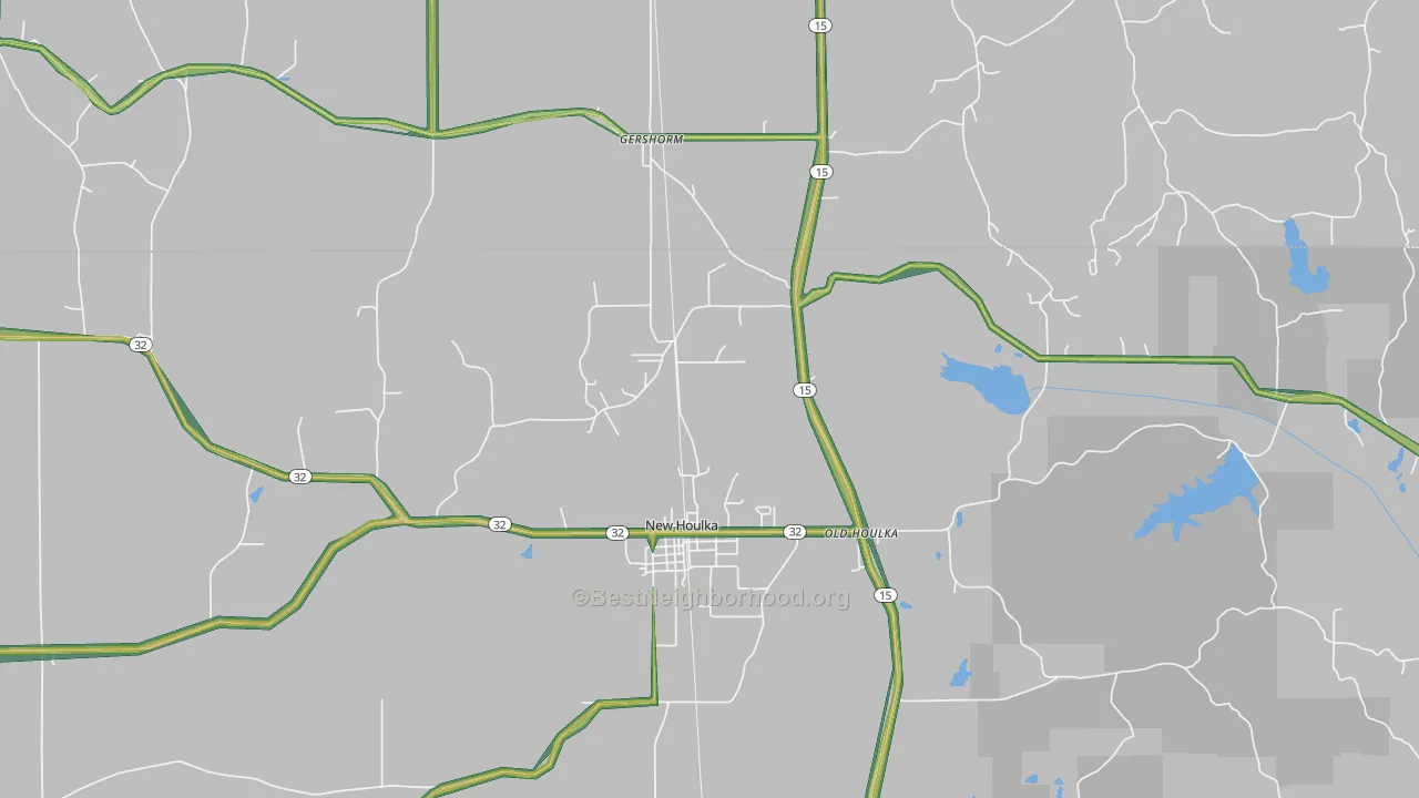 Old Houlka, MS Map of Noise Levels in Old Houlka