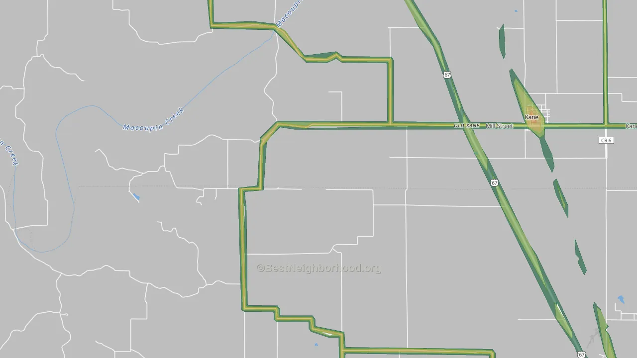 Old Kane, IL Map of Noise Levels in Old Kane