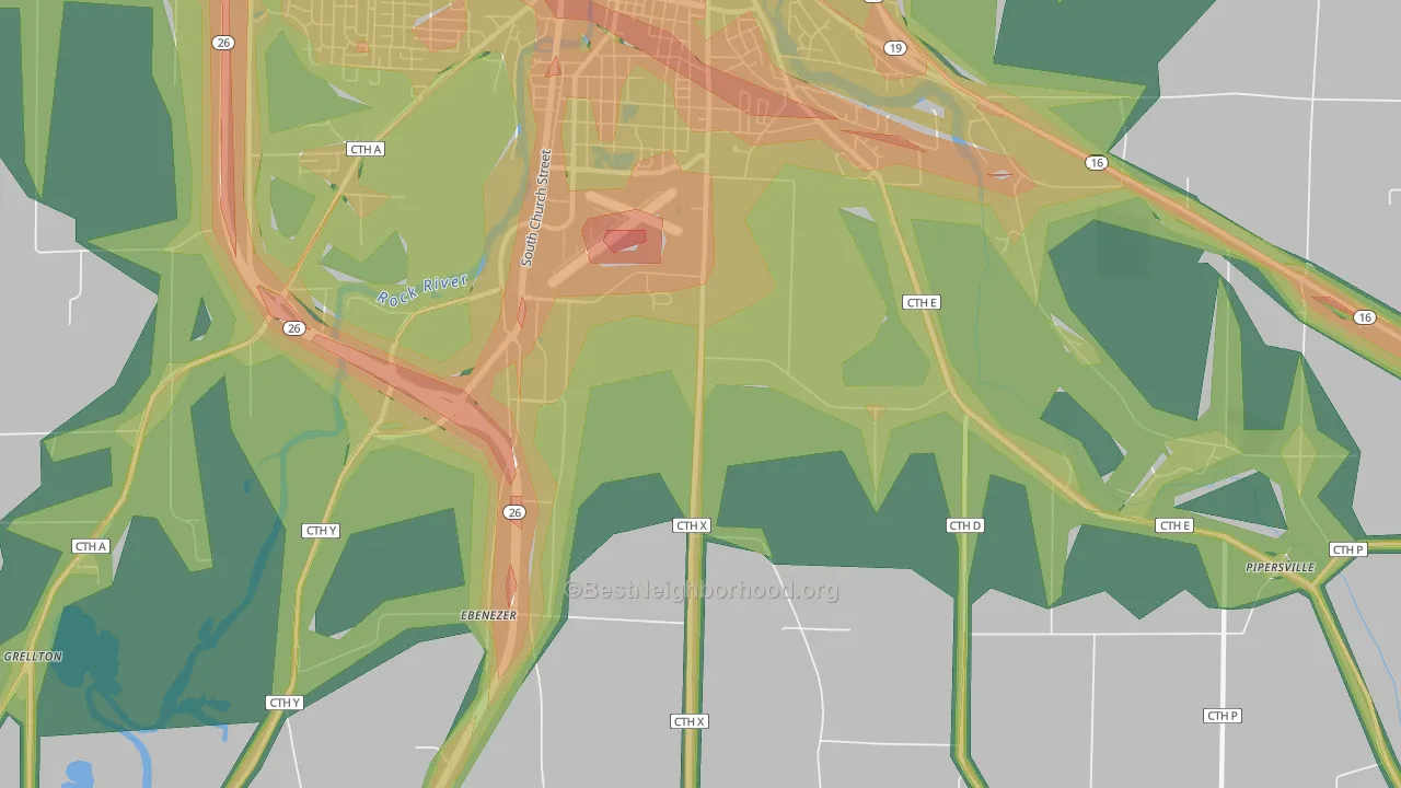 Old Lebanon, WI Map of Noise Levels in Old Lebanon