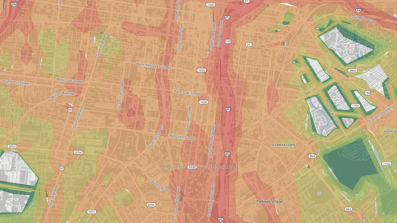 Old Louisville, Louisville, KY Map of Noise Levels in Old Louisville