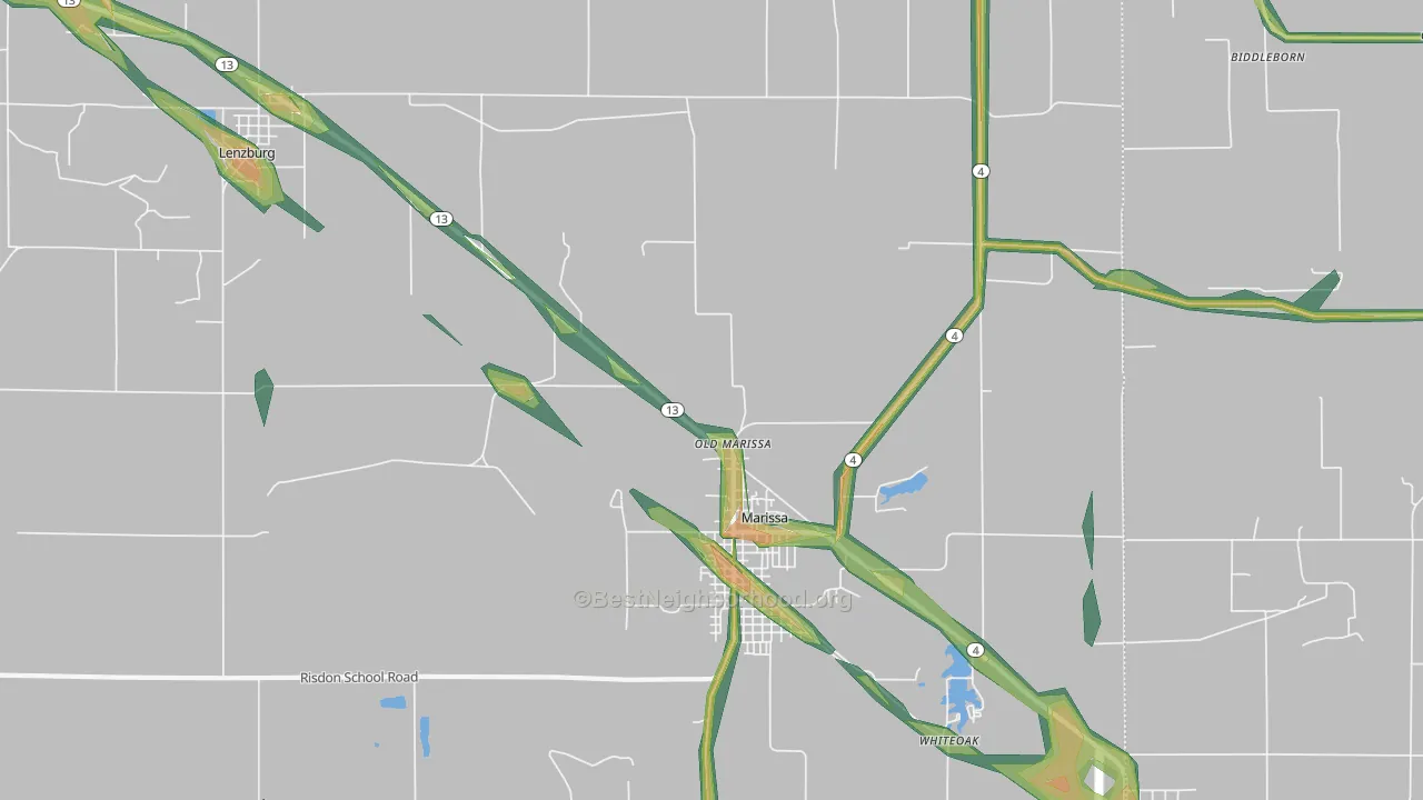 Old Marissa, IL Map of Noise Levels in Old Marissa