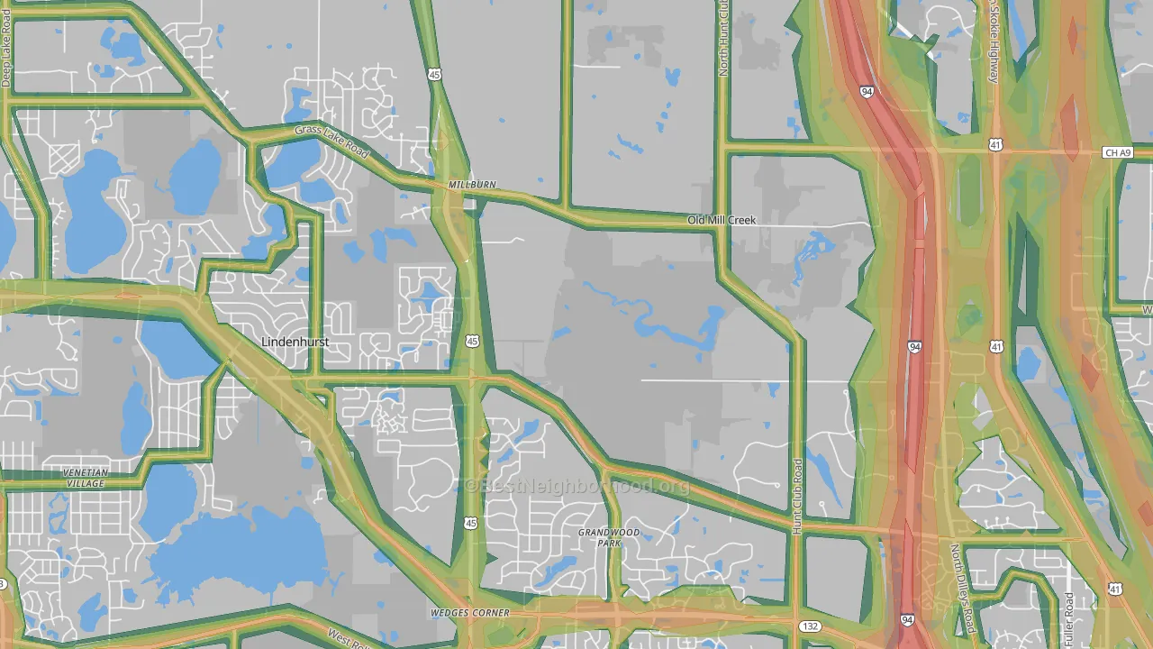 Old Mill Creek, IL Map of Noise Levels in Old Mill Creek
