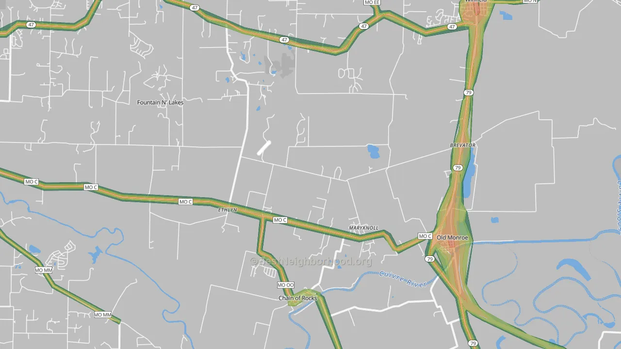 Old Monroe, MO Map of Noise Levels in Old Monroe