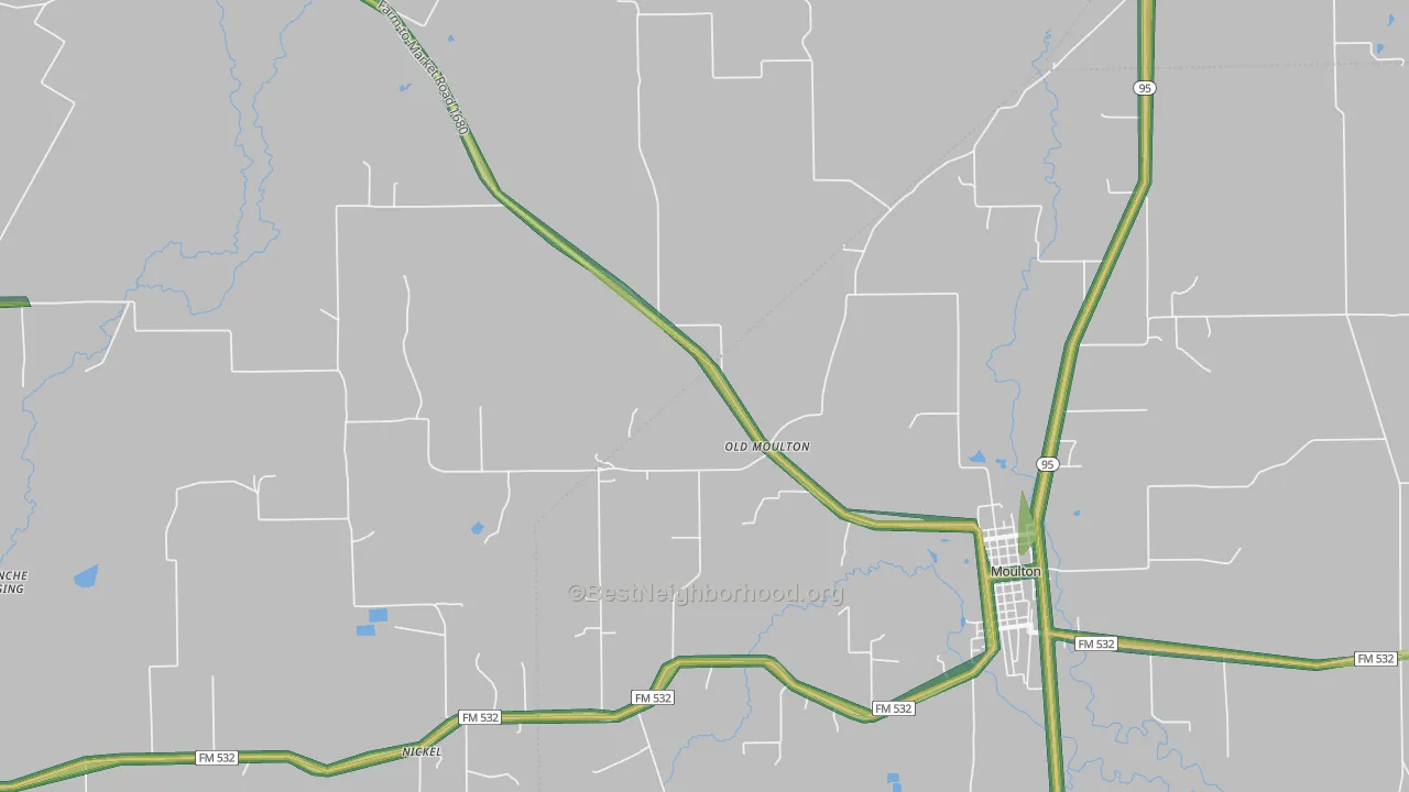 Old Moulton, TX Map of Noise Levels in Old Moulton