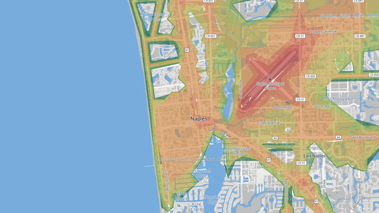 Old Naples, Naples, FL Map of Noise Levels in Old Naples