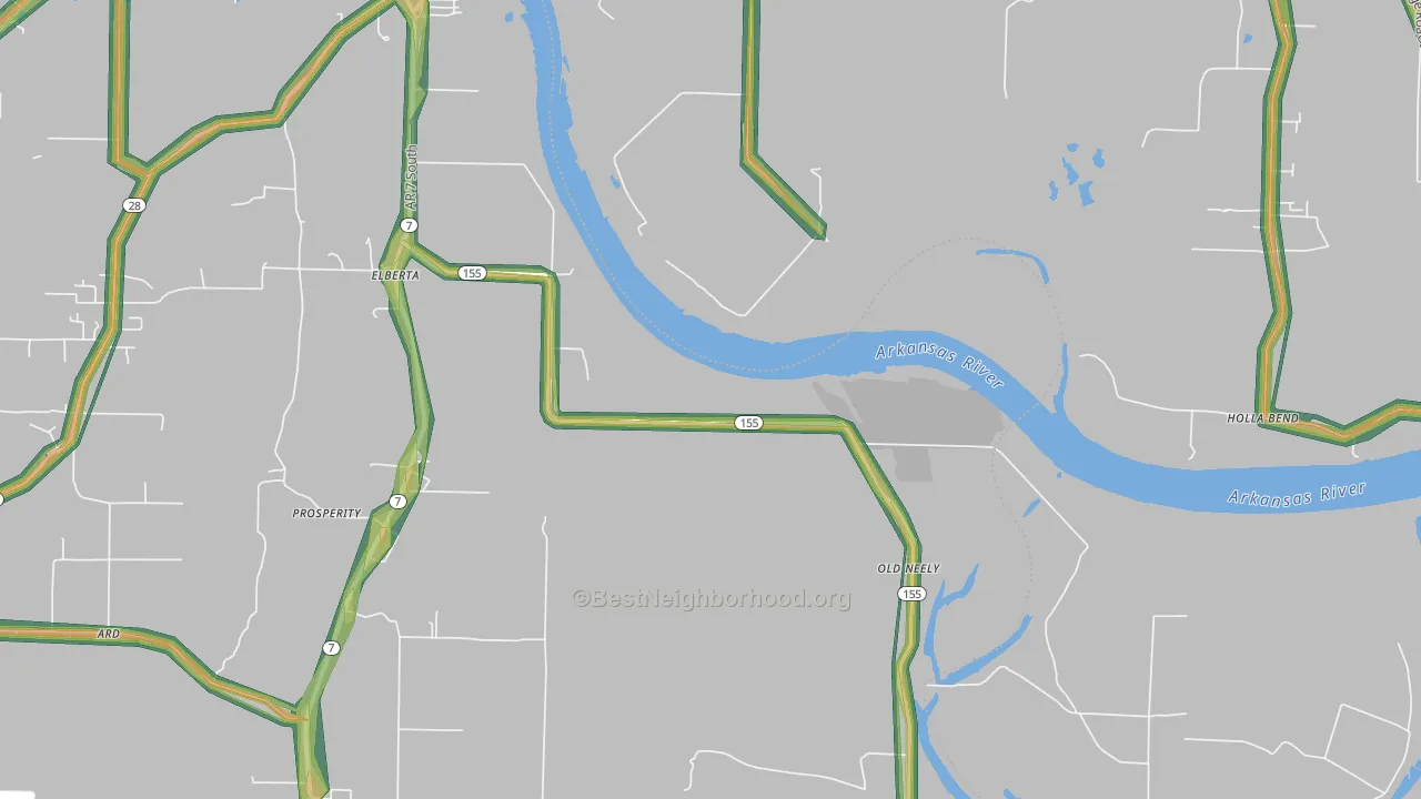 Old Neely, AR Map of Noise Levels in Old Neely