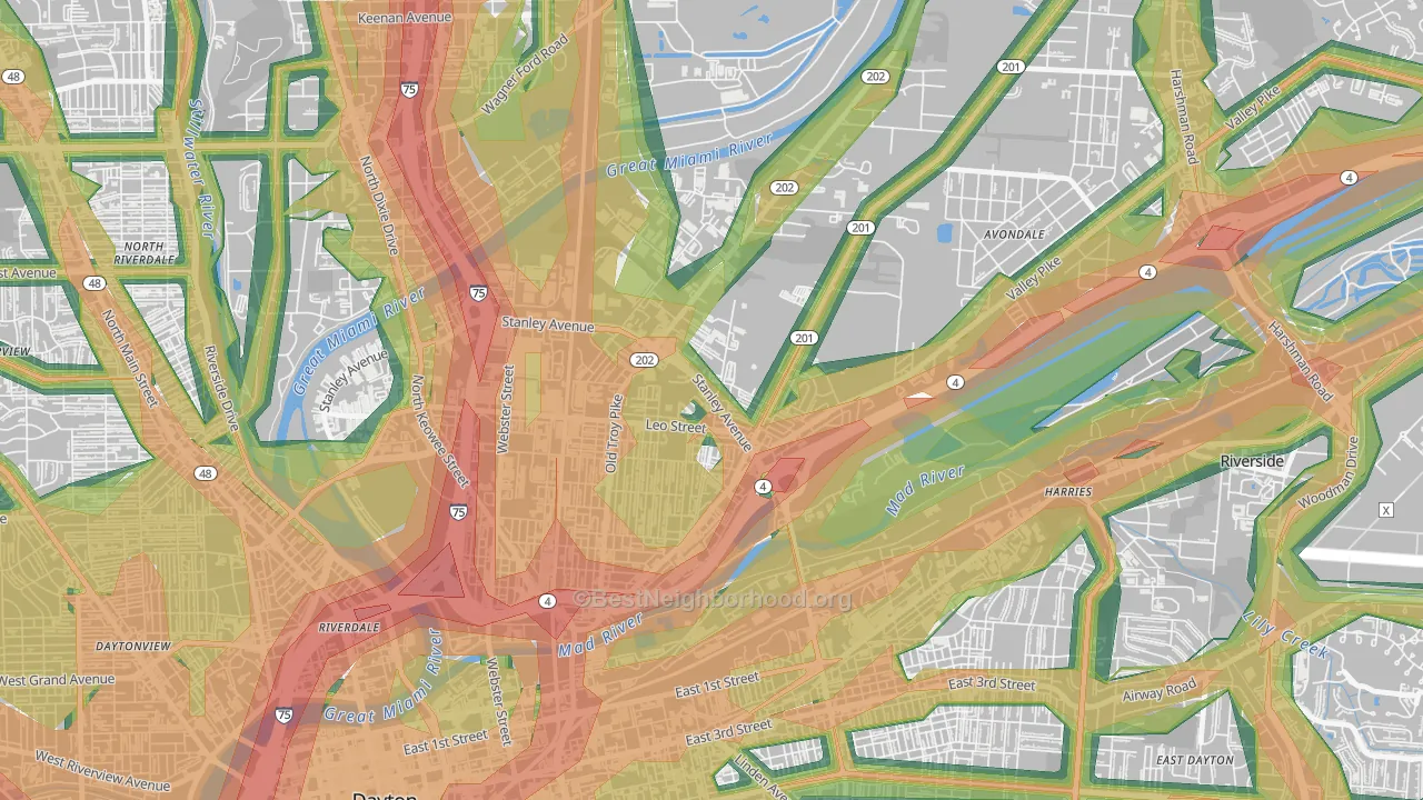 Old North Dayton, Dayton, OH Map of Noise Levels in Old North Dayton