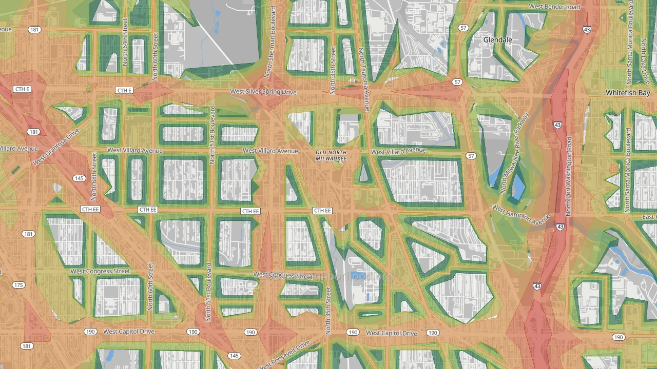 Old North Milwaukee, Milwaukee, WI Map of Noise Levels in Old North Milwaukee