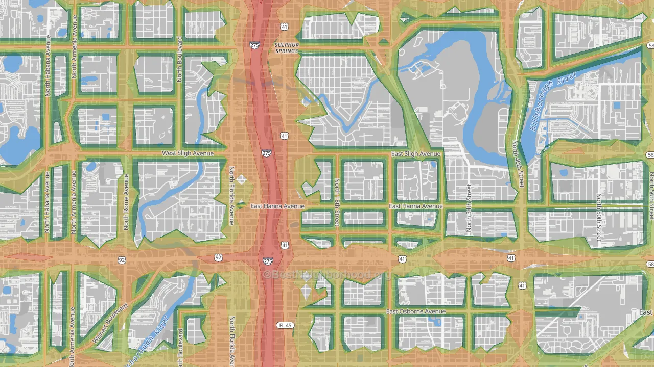 Old Seminol Heights, Tampa, FL Map of Noise Levels in Old Seminol Heights