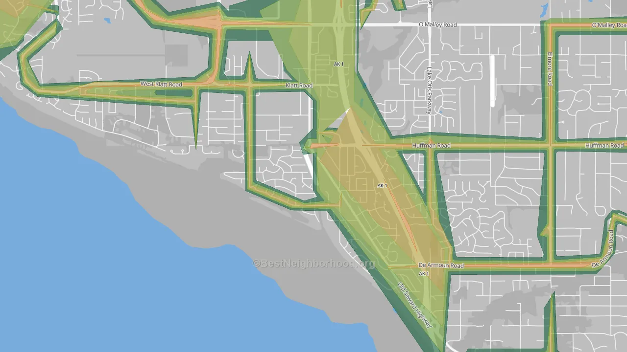 Old Seward-Oceanview, Anchorage, AK Map of Noise Levels in Old Seward-Oceanview