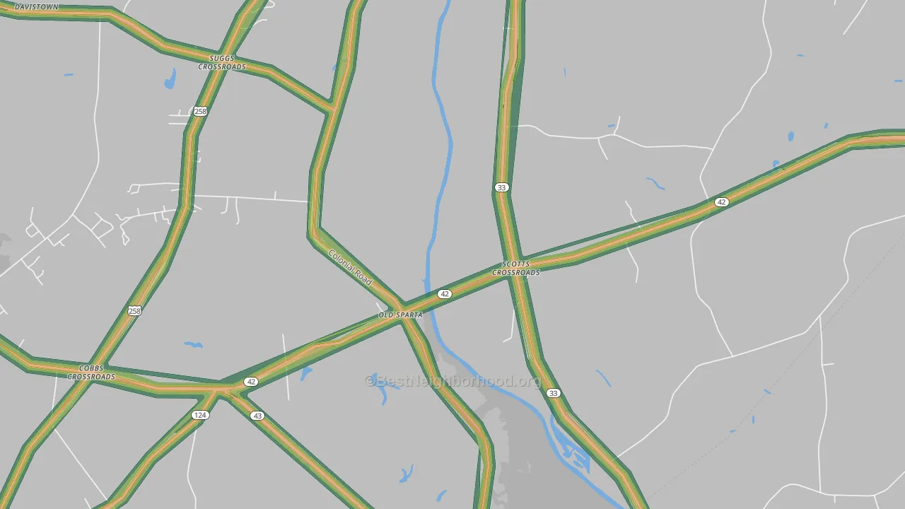 Old Sparta, NC Map of Noise Levels in Old Sparta