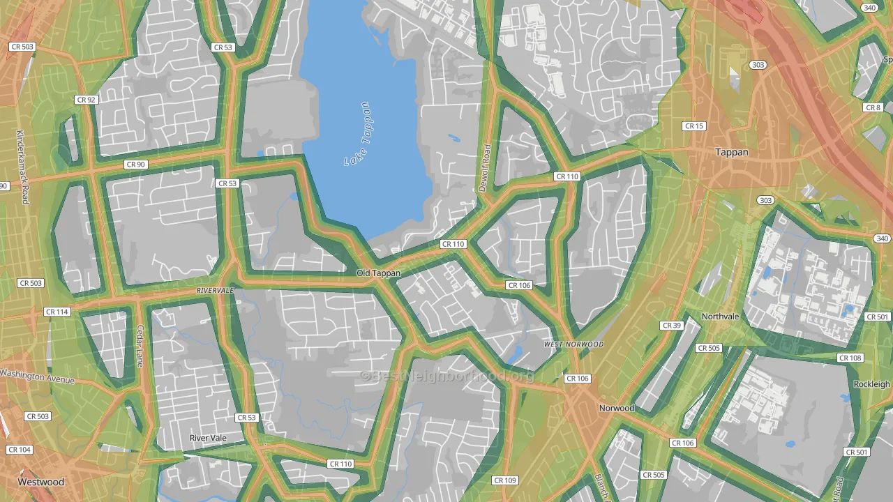 Old Tappan, NJ Map of Noise Levels in Old Tappan