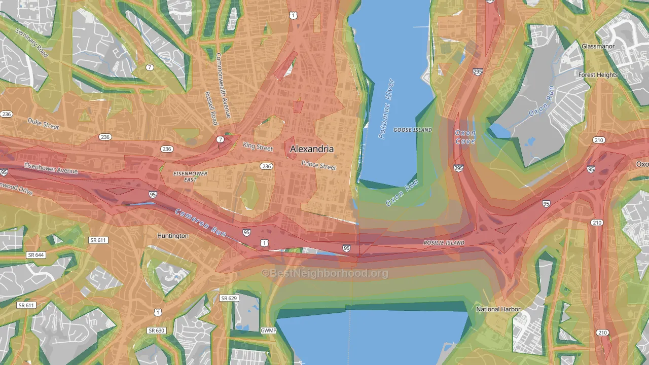 Old Town, Alexandria, VA Map of Noise Levels in Old Town