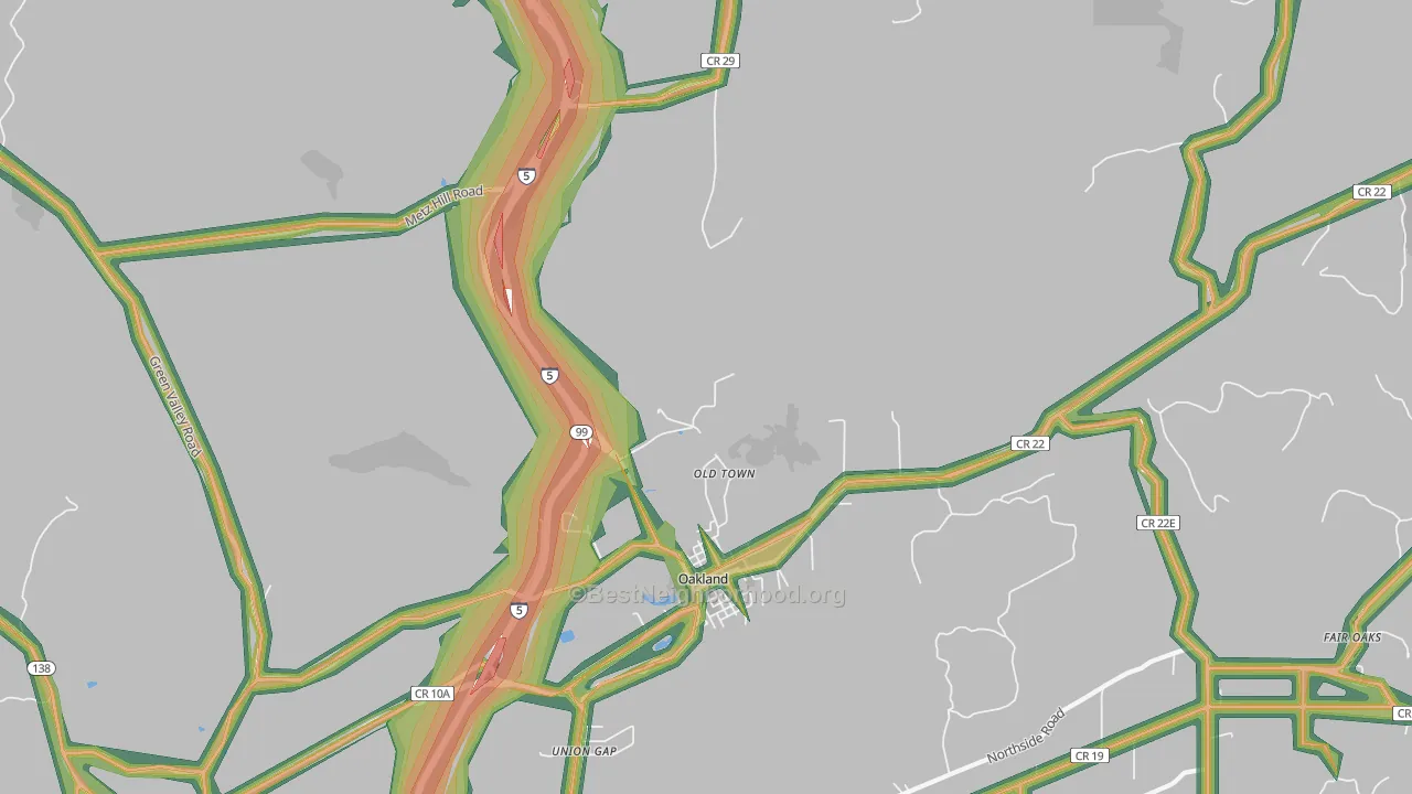 Old Town, OR Map of Noise Levels in Old Town