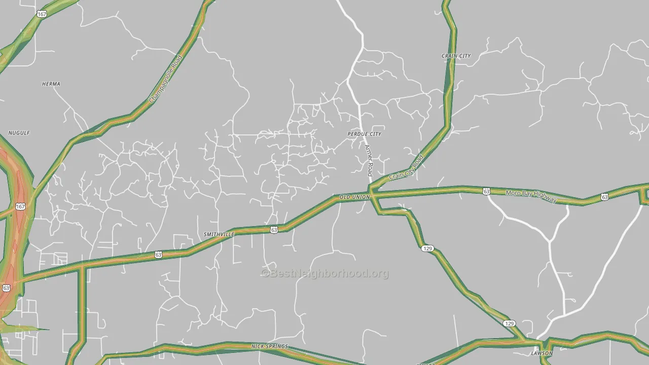 Old Union, AR Map of Noise Levels in Old Union