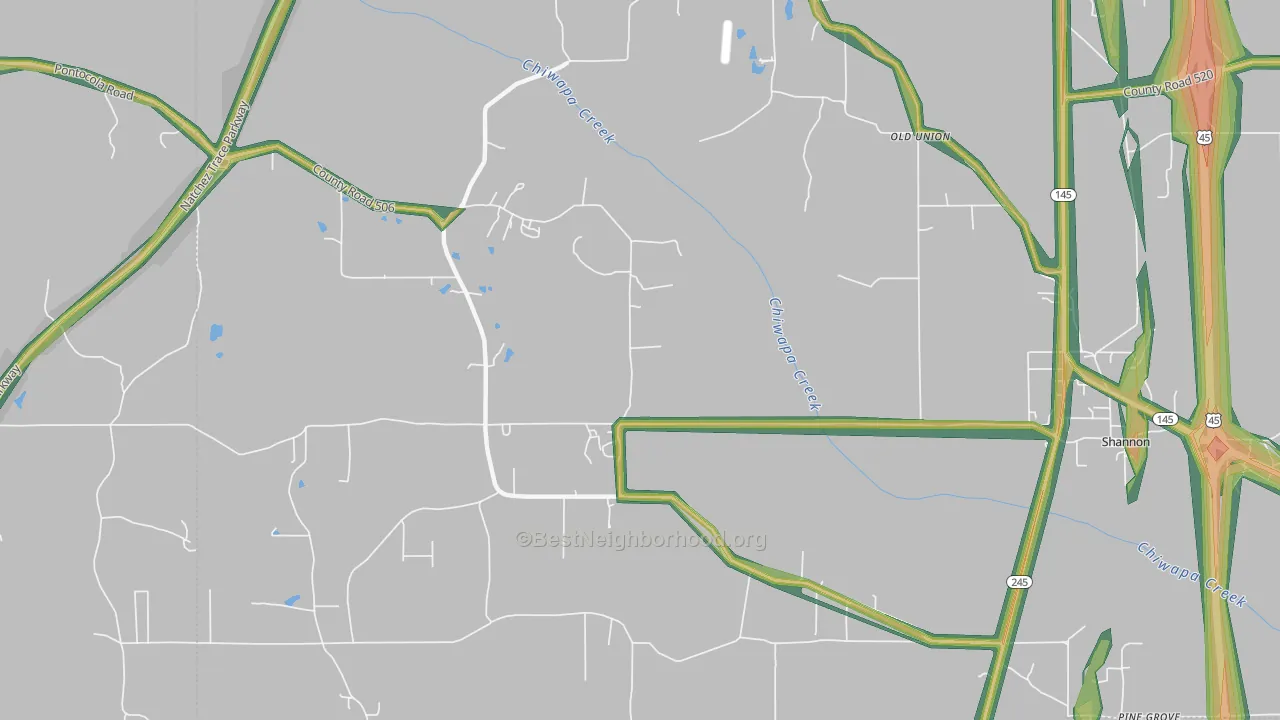 Old Union, MS Map of Noise Levels in Old Union