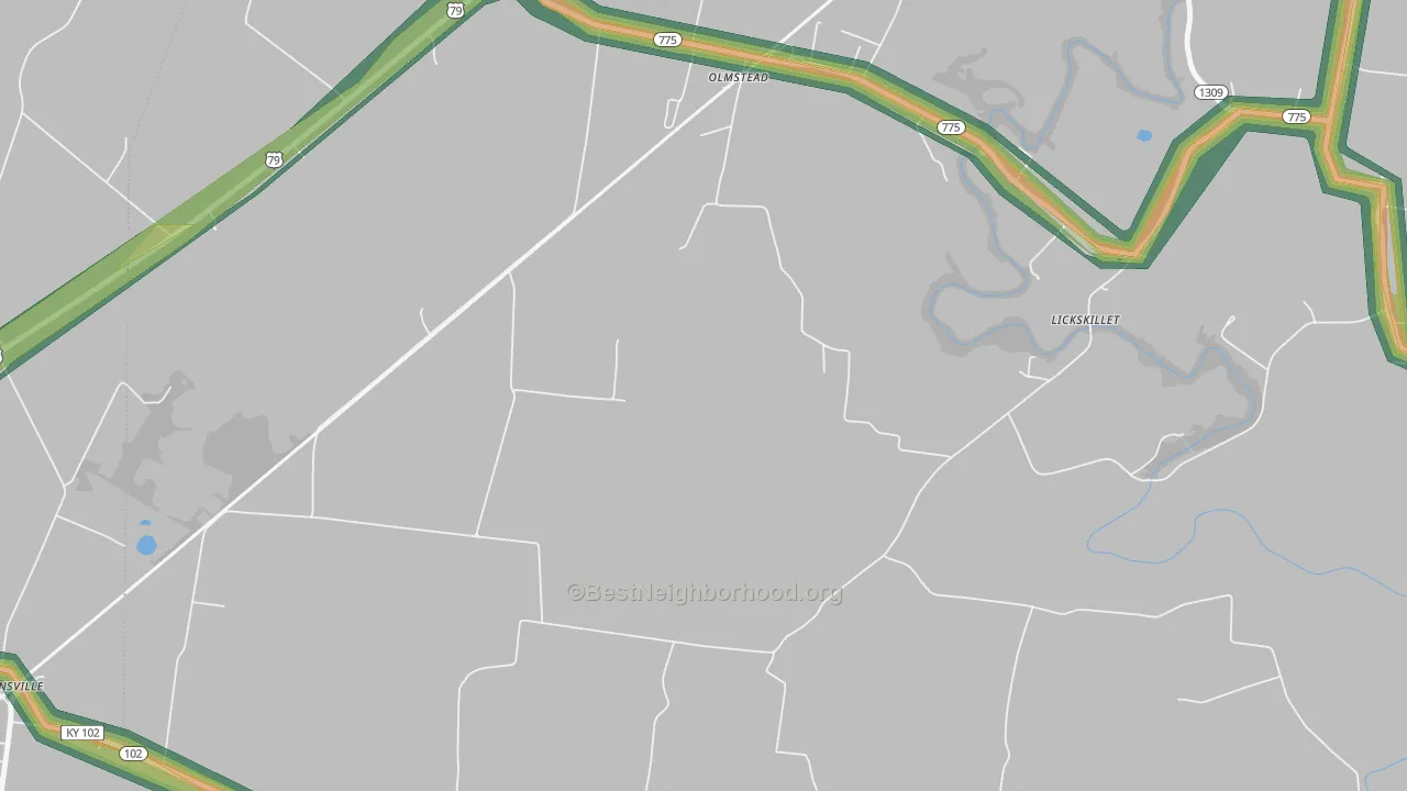 Old Volney, KY Map of Noise Levels in Old Volney