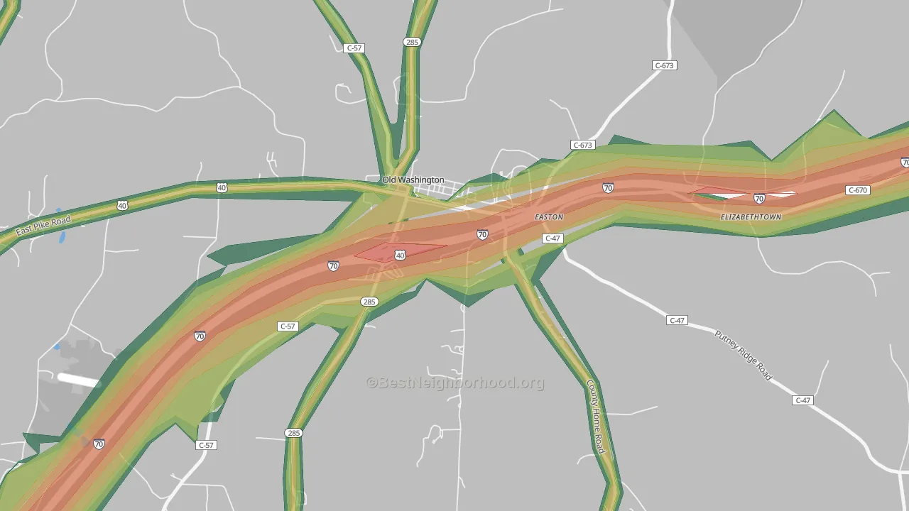 Old Washington, OH Map of Noise Levels in Old Washington