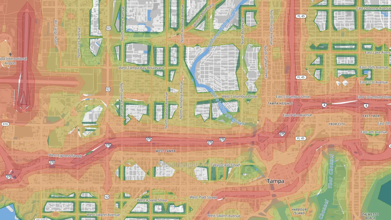 Old West Tampa, Tampa, FL Map of Noise Levels in Old West Tampa
