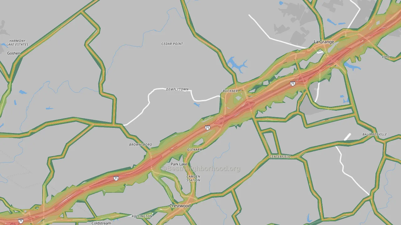 Oldham County, KY Map of Noise Levels in Oldham County