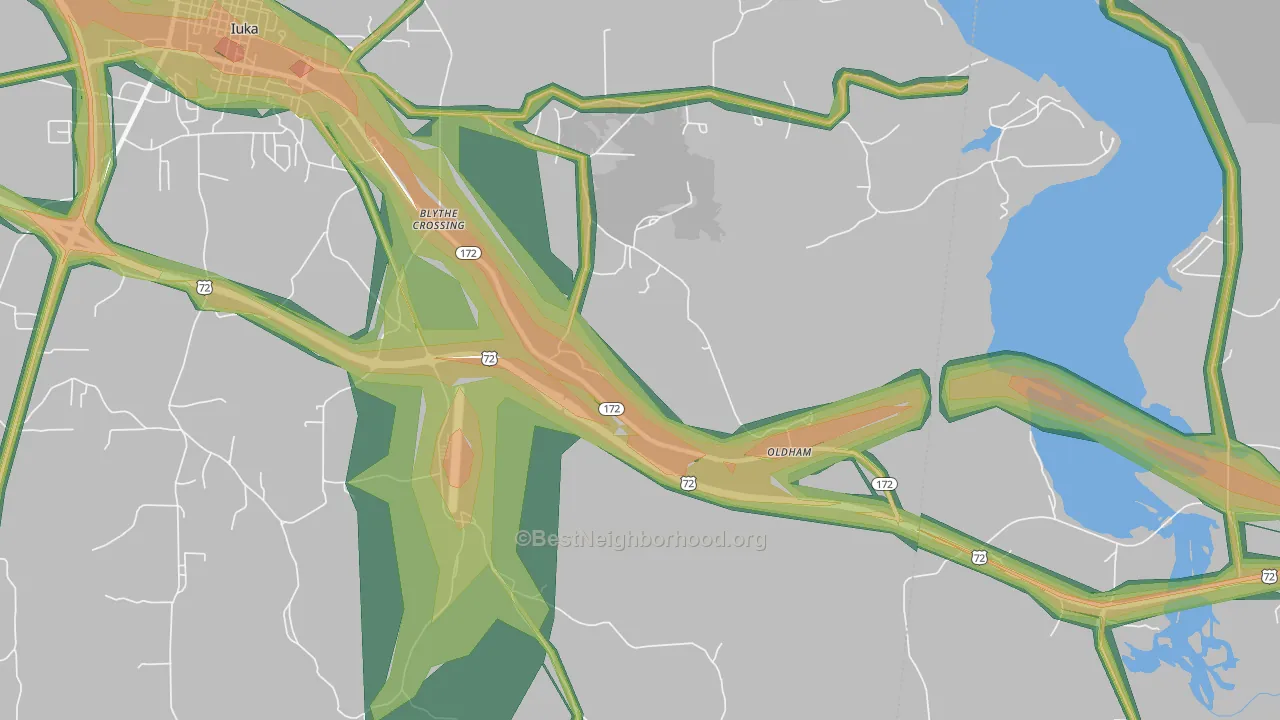 Oldham, MS Map of Noise Levels in Oldham
