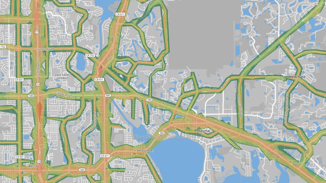 Oldsmar, FL Map of Noise Levels in Oldsmar