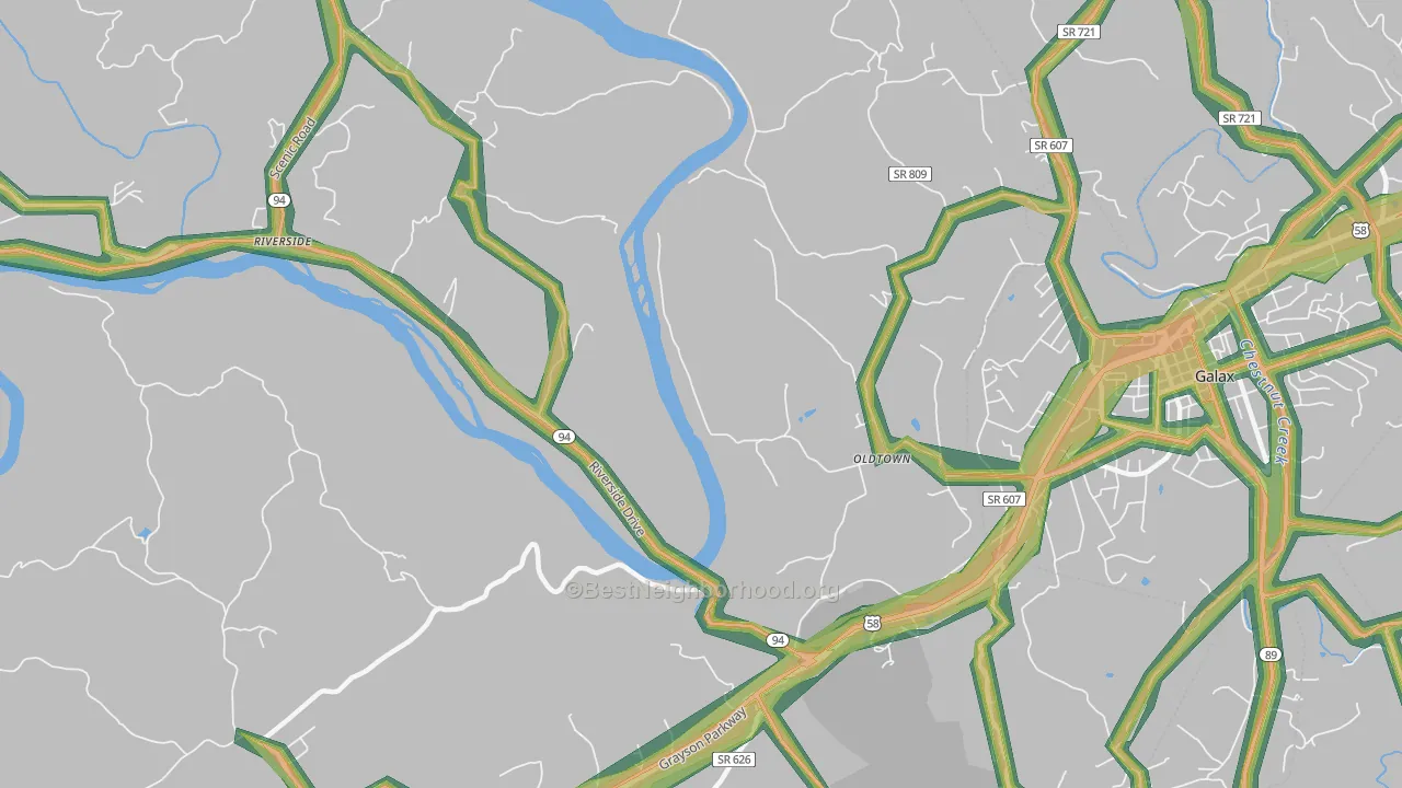 Oldtown, VA Map of Noise Levels in Oldtown