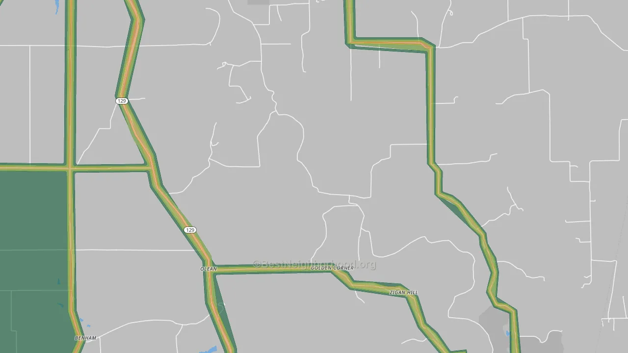 Olean, IN Map of Noise Levels in Olean