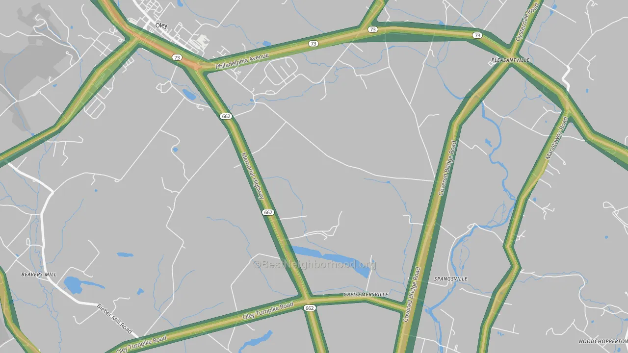 Oley Furnace, PA Map of Noise Levels in Oley Furnace