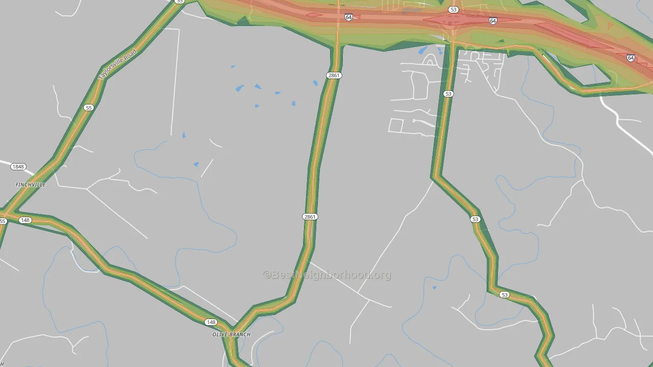 Olive Branch, KY Map of Noise Levels in Olive Branch