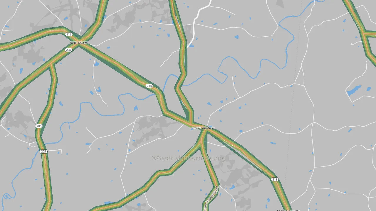 Olive Branch, NC Map of Noise Levels in Olive Branch