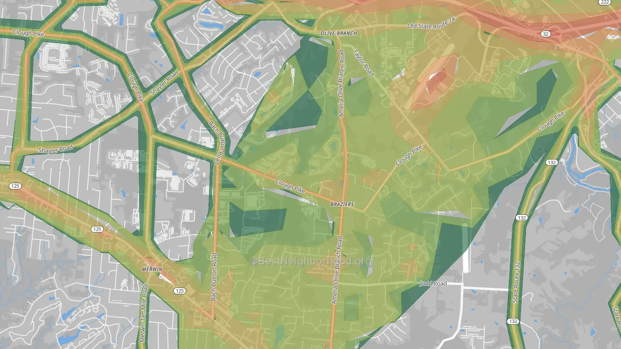 Olive Branch, OH Map of Noise Levels in Olive Branch