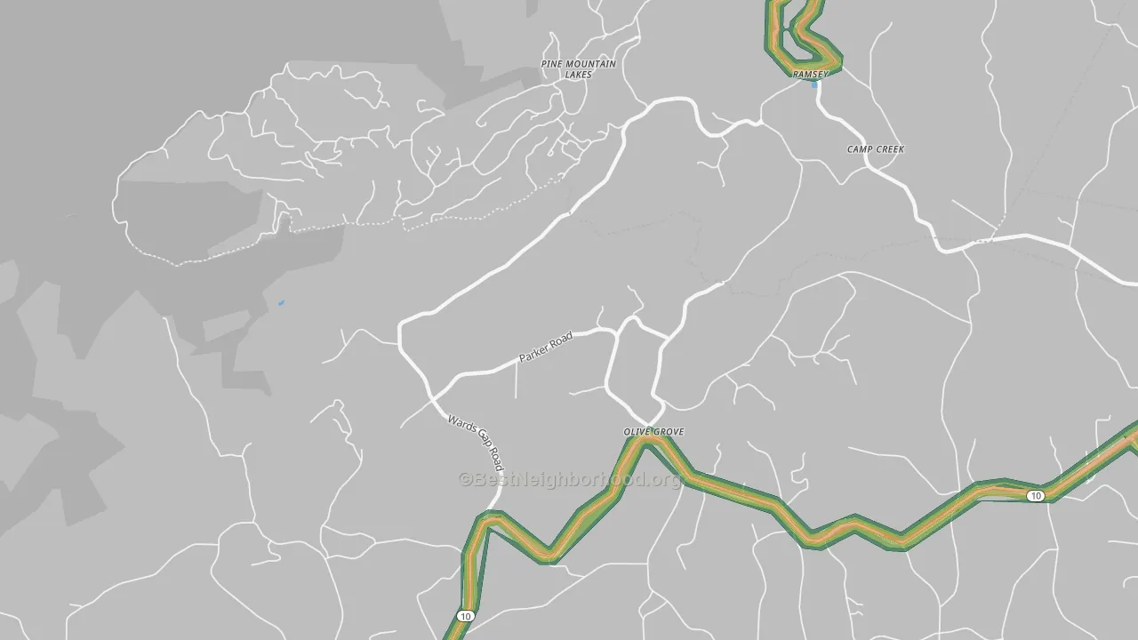 Olive Grove, NC Map of Noise Levels in Olive Grove