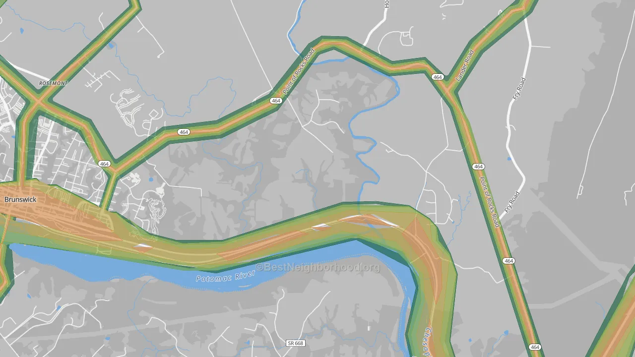 Olive, MD Map of Noise Levels in Olive