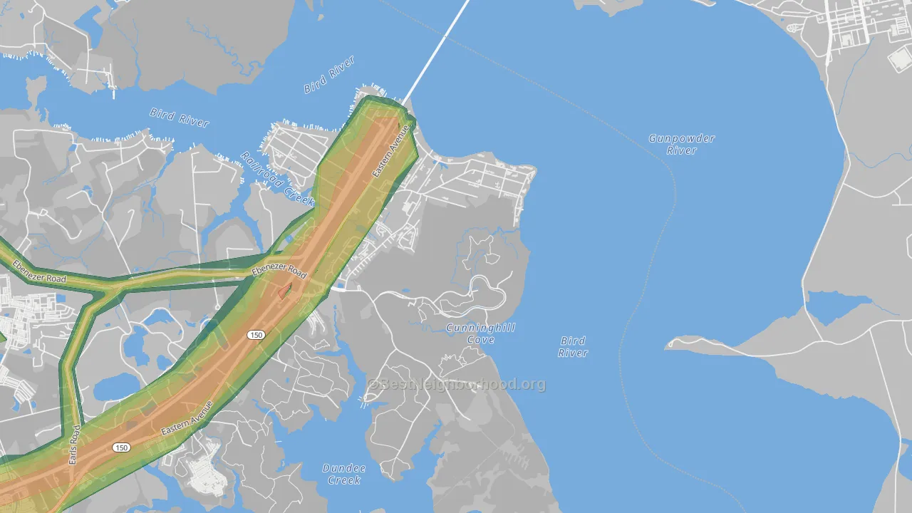 Oliver Beach, MD Map of Noise Levels in Oliver Beach