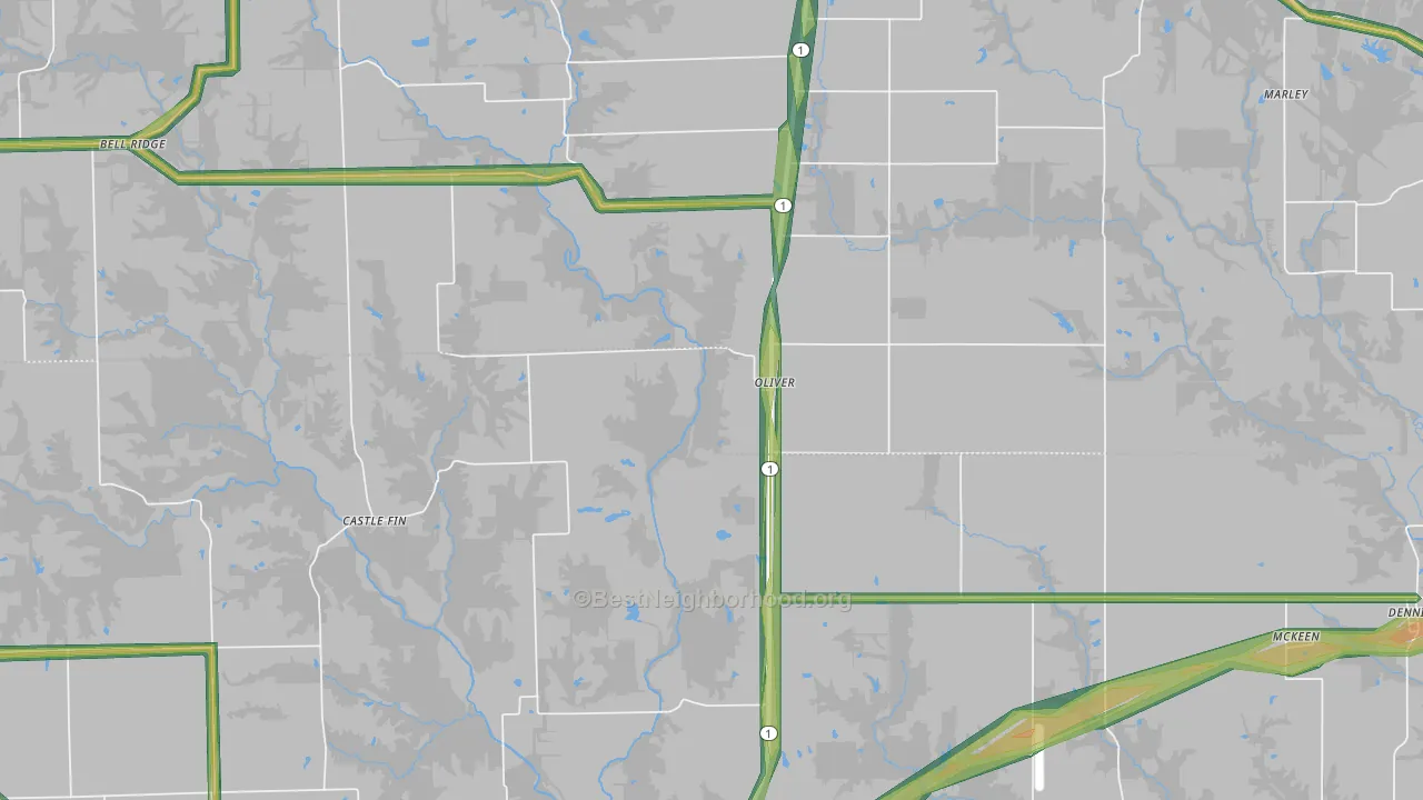 Oliver, IL Map of Noise Levels in Oliver