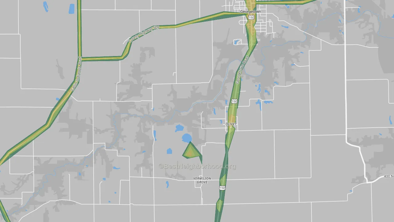 Olivet, IL Map of Noise Levels in Olivet
