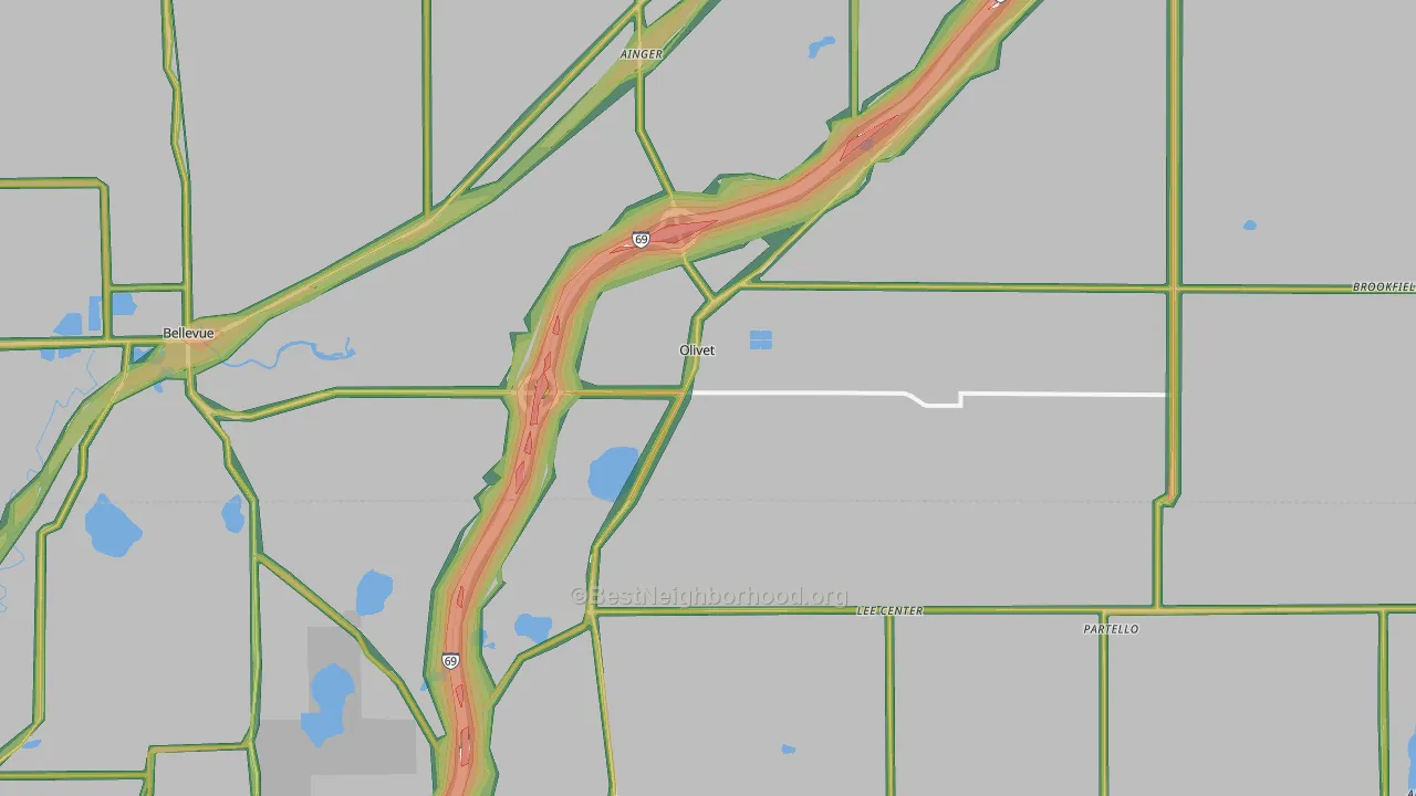 Olivet, MI Map of Noise Levels in Olivet