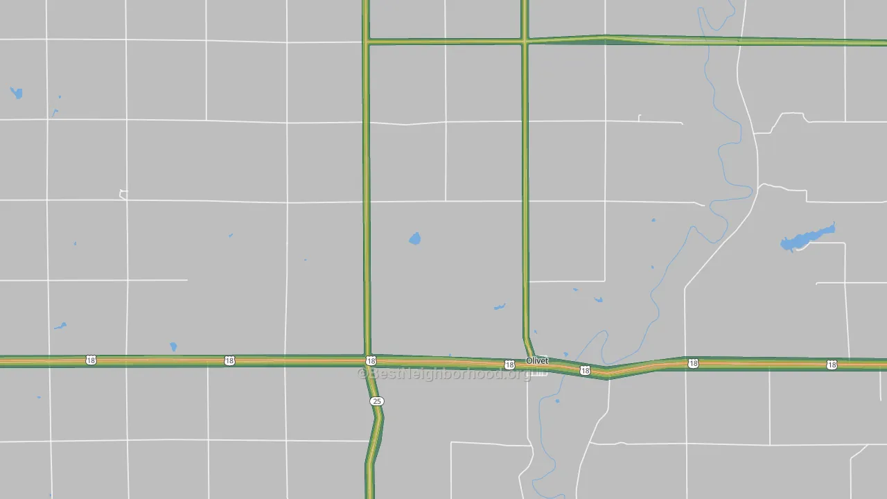 Olivet, SD Map of Noise Levels in Olivet