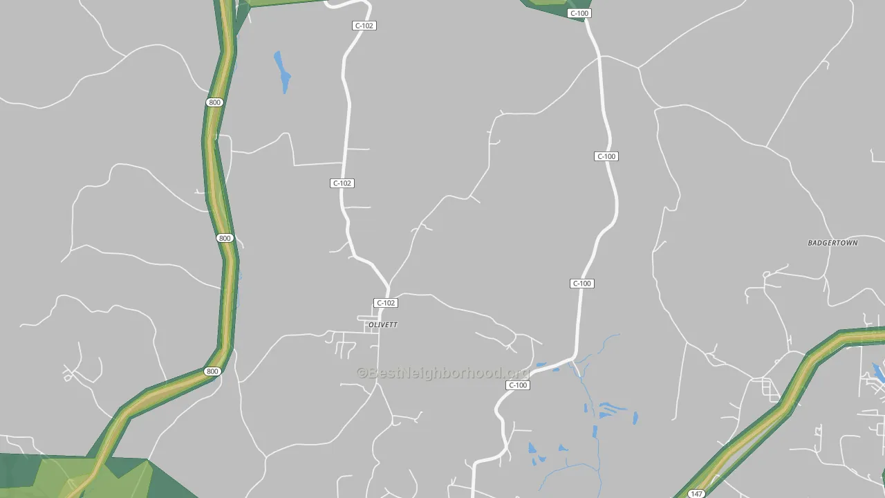 Olivett, OH Map of Noise Levels in Olivett