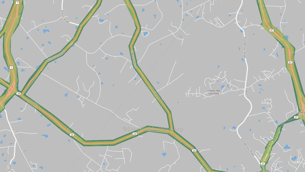Olivia, NC Map of Noise Levels in Olivia