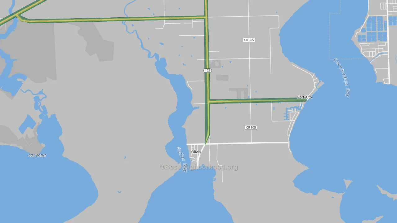 Olivia, TX Map of Noise Levels in Olivia