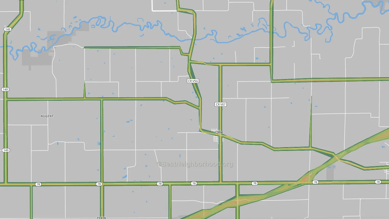 Ollie, IA Map of Noise Levels in Ollie