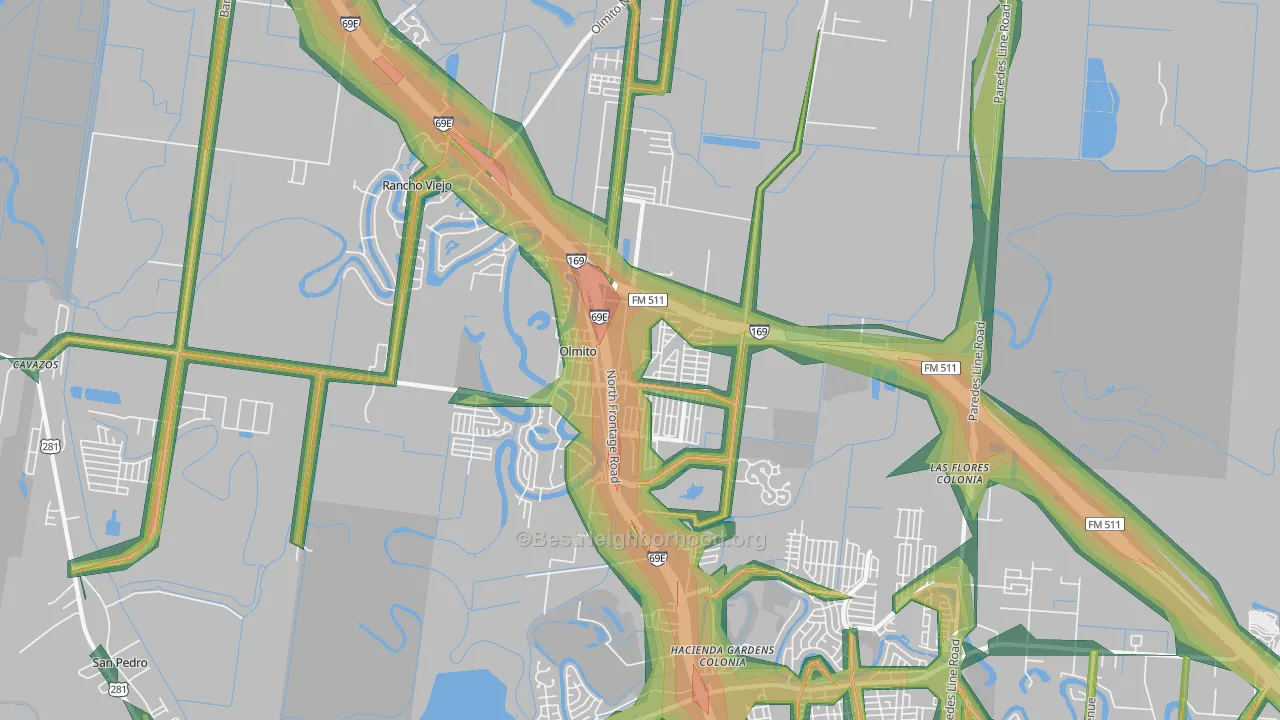 Olmito, TX Map of Noise Levels in Olmito