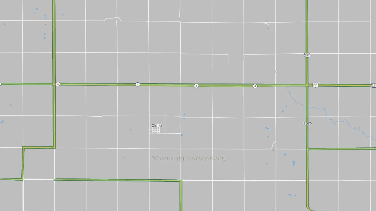 Olmitz, KS Map of Noise Levels in Olmitz