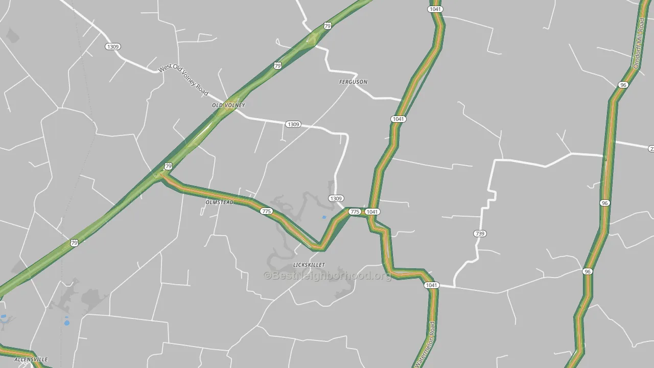 Olmstead, KY Map of Noise Levels in Olmstead