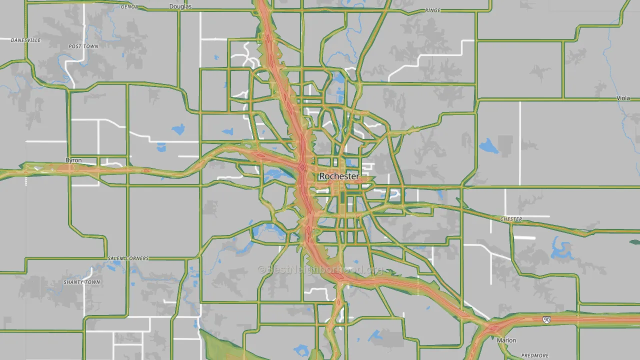 Olmsted County, MN Map of Noise Levels in Olmsted County