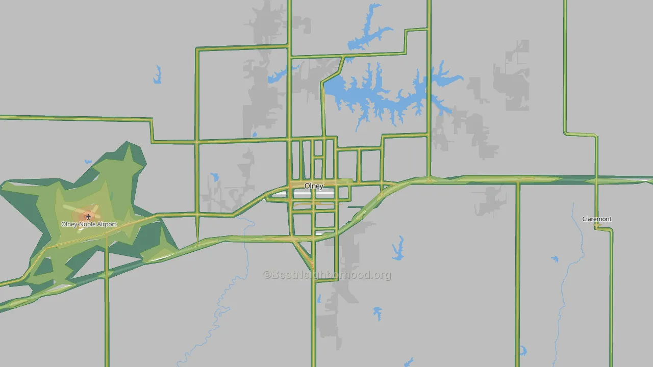 Olney, IL Map of Noise Levels in Olney
