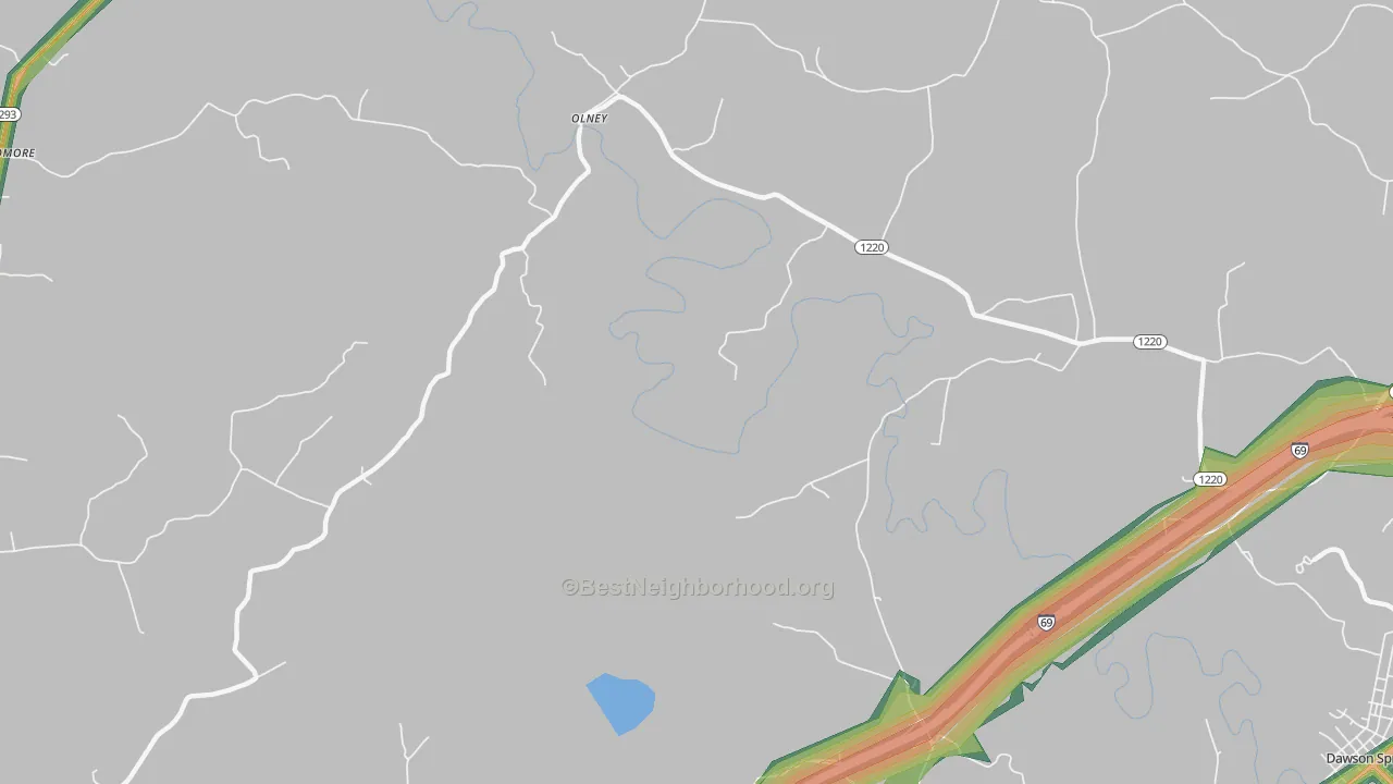 Olney, KY Map of Noise Levels in Olney